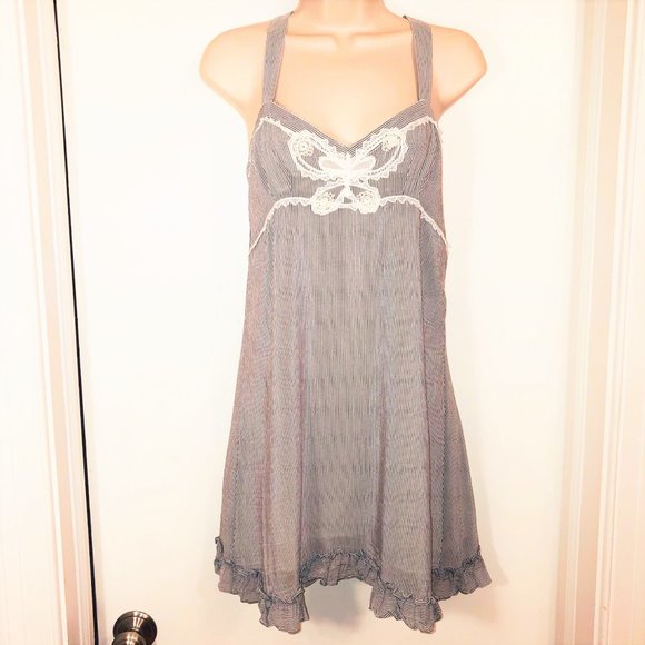 Rebecca Taylor Silk Appliqué Seersucker Sleeveless Dress Sz S Sundress - Picture 1 of 11